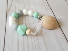 Load image into Gallery viewer, Aria pacifier clip with color options and wooden clip