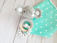 Load image into Gallery viewer, Elephant baby toy jingling rattle with customization options