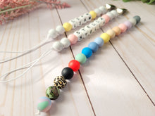 Load image into Gallery viewer, Personalized pacifier clip with colorful beads and metal clip