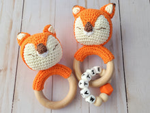 Load image into Gallery viewer, Fox baby toy jingling rattle with customization options