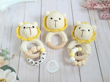 Load image into Gallery viewer, Lion baby toy jingling rattle with customization options