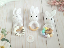 Load image into Gallery viewer, Rabbit baby toy jingling rattle with customization options
