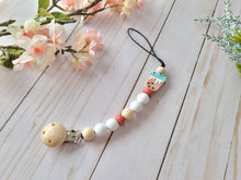 Load image into Gallery viewer, Brown bubble coffee binky holder with wood clip