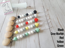 Load image into Gallery viewer, Aria pacifier clip with color options and wooden clip