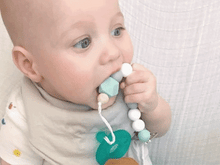 Load image into Gallery viewer, Aria pacifier clip with color options and wooden clip