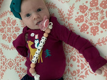 Load image into Gallery viewer, Personalized pacifier clip with soft crochet beads and plastic clip