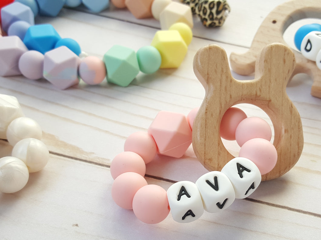 Colorful personalized baby teether