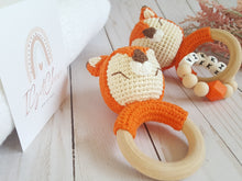 Load image into Gallery viewer, Fox baby toy jingling rattle with customization options
