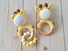 Load image into Gallery viewer, Giraffe baby toy jingling rattle with customization options
