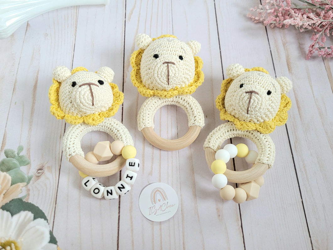 Lion baby toy jingling rattle with customization options