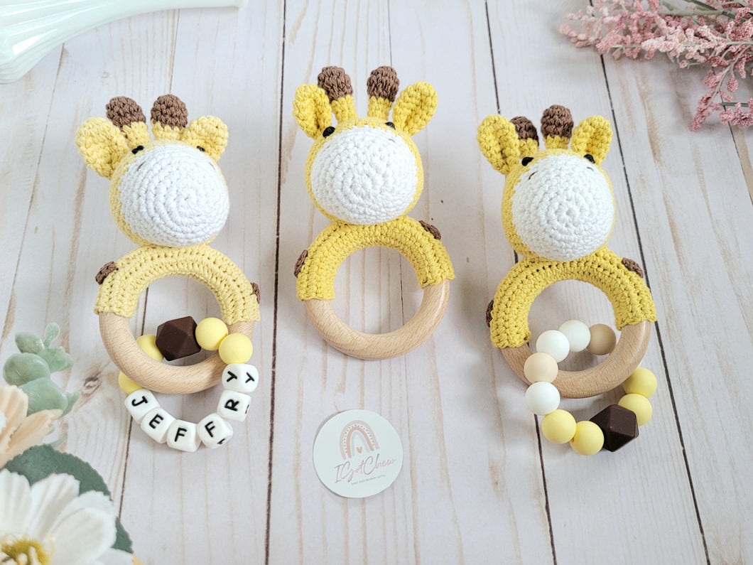 Giraffe baby toy jingling rattle with customization options