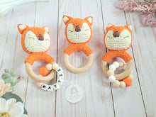 Load image into Gallery viewer, Fox baby toy jingling rattle with customization options
