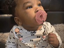 Load image into Gallery viewer, Leopard personalized pacifier clip with shiny rose gold clip. Exotic animal print baby style.
